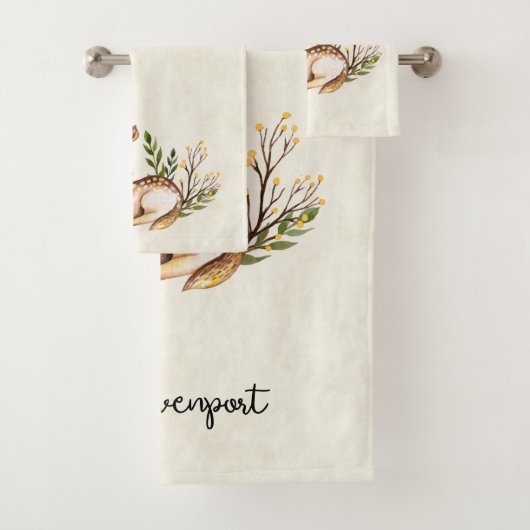  Waterverf Deer Laying Down Boho Bad Handdoek (Insitu)