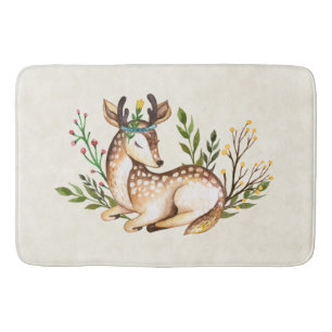 Waterverf Deer Laying Down Boho Badmat