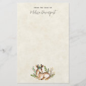  Waterverf Deer Laying Down Boho Briefpapier (Voorkant)