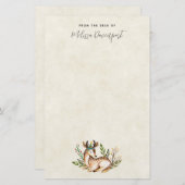  Waterverf Deer Laying Down Boho Briefpapier (Voorkant / Achterkant)