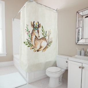 Waterverf Deer Laying Down Boho Douchegordijn