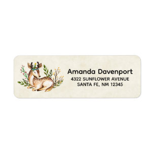 Waterverf Deer Laying Down Boho Etiket