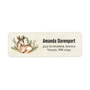 Waterverf Deer Laying Down Boho Etiket