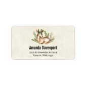  Waterverf Deer Laying Down Boho Etiket (Voorkant)