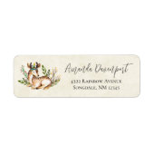  Waterverf Deer Laying Down Boho Etiket (Voorkant)