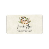  Waterverf Deer Laying Down Boho Etiket (Voorkant)