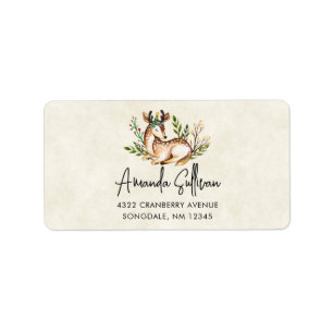  Waterverf Deer Laying Down Boho Etiket