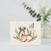  Waterverf Deer Laying Down Boho Feestdagenkaart (Staand voorkant)