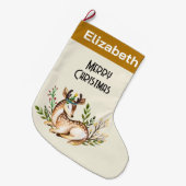 Waterverf Deer Laying Down Boho Grote Kerstsok (Voorkant (Hangend))