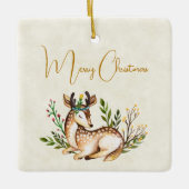 Waterverf Deer Laying Down Boho Keramisch Ornament (Voorkant)