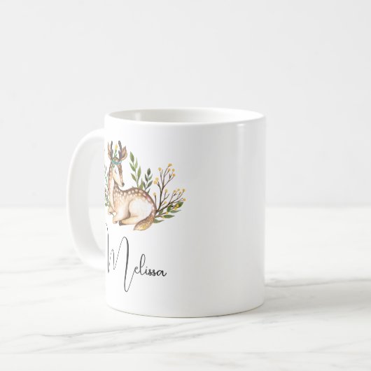  Waterverf Deer Laying Down Boho Koffiemok (Voorkant links)