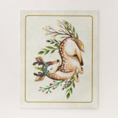 Waterverf Deer Laying Down Boho Legpuzzel (Verticaal)