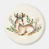  Waterverf Deer Laying Down Boho Magneet (Voorkant)