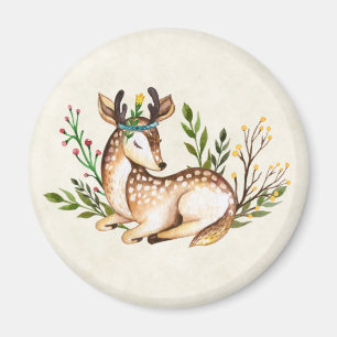  Waterverf Deer Laying Down Boho Magneet