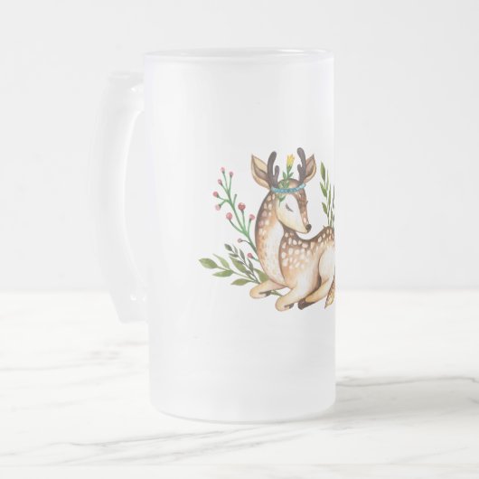  Waterverf Deer Laying Down Boho Matglas Bierpul (Voorkant links)
