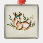  Waterverf Deer Laying Down Boho Metalen Ornament (Voorkant)