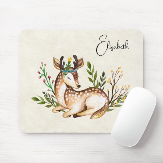  Waterverf Deer Laying Down Boho Muismat (Met muis)
