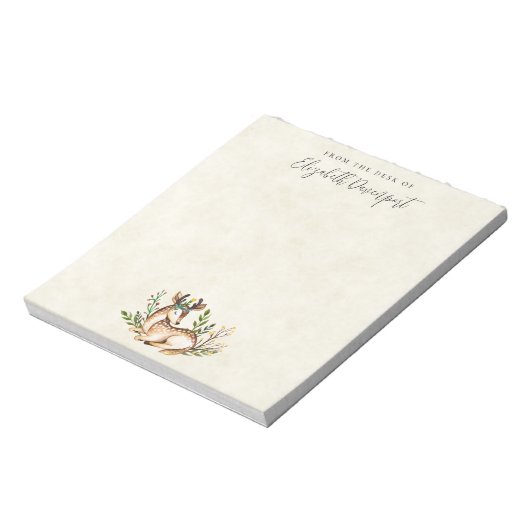  Waterverf Deer Laying Down Boho Notitieblok (Linkerzijde)