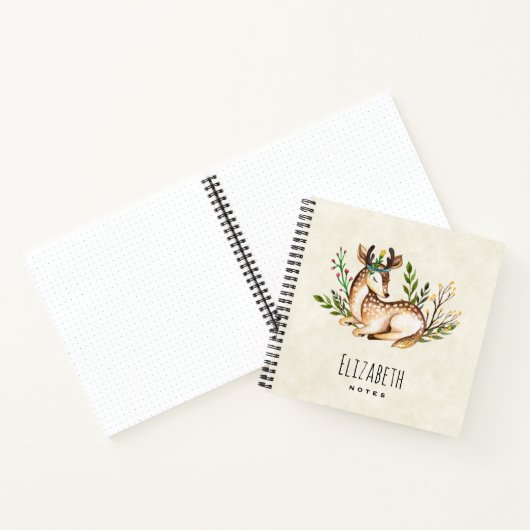  Waterverf Deer Laying Down Boho Notitieboek (Binnen)