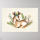 Waterverf Deer Laying Down Boho Poster (Voorkant)