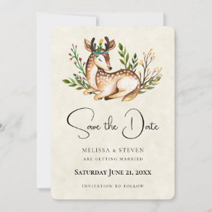 Waterverf Deer Laying Down Boho Rustic Sav Save The Date