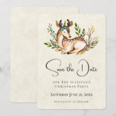 Waterverf Deer Laying Down Boho Rustic Save The Date (Voorkant / Achterkant)