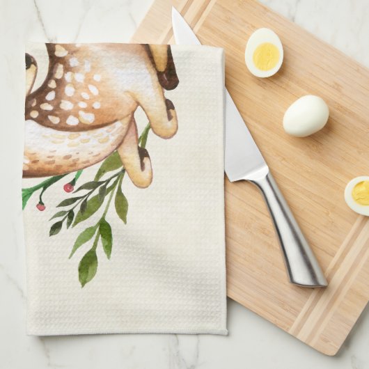 Waterverf Deer Laying Down Boho Theedoek (Quarter Fold)