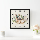  Waterverf Deer Laying Down Boho Vierkante Klok (Huis)
