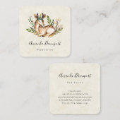 Waterverf Deer Laying Down Boho Vierkante Visitekaartje (Voorkant / Achterkant)