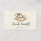  Waterverf Deer Laying Down Boho Visitekaartje (Voorkant)