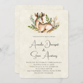  Waterverf Deer Laying Down Boho Wedding Kaart (Voorkant / Achterkant)