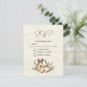  Waterverf Deer Laying Down Boho Wedding RSVP Kaartje (Staand voorkant)