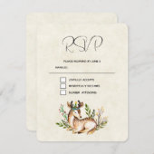  Waterverf Deer Laying Down Boho Wedding RSVP Kaartje (Voorkant / Achterkant)