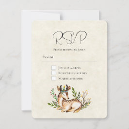  Waterverf Deer Laying Down Boho Wedding RSVP Kaartje