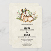  Waterverf Deer Laying Down Wedding Kaart (Voorkant / Achterkant)