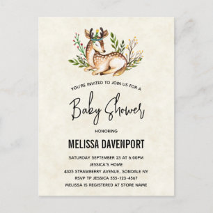 Waterverf Deer Lazing Down Baby shower Briefkaart