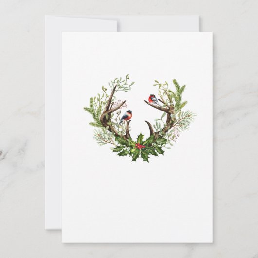 Waterverf Deer Mistletoe Wreate kerstparty Kaart (Achterkant)