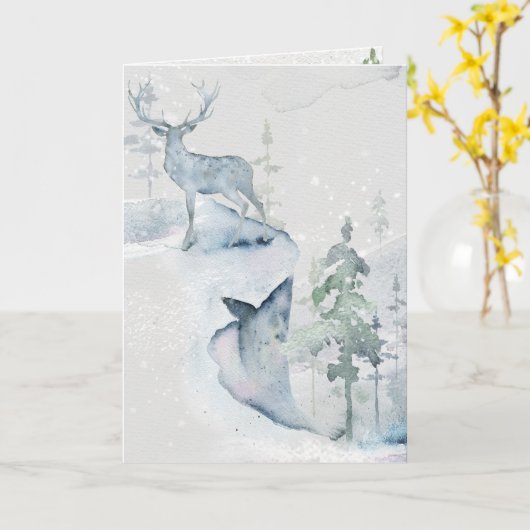 Waterverf Deer op de Cliff Kaart (Gele Bloem)