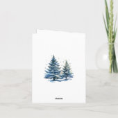 Waterverf Deer Pine Holly Red Merry Christmas Feestdagen Kaart (Achterkant)