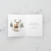Waterverf Deer Pine Holly Red Merry Christmas Feestdagen Kaart (Binnen)