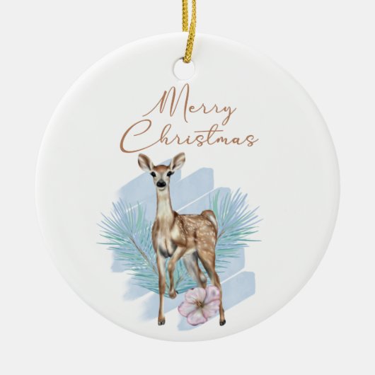 Waterverf deer Pine lekt keramisch Ornament (Voorkant)