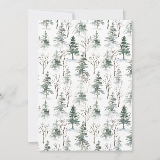 Waterverf Deer Poinsettia Wreater kerstparty Kaart (Achterkant)