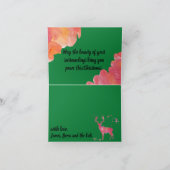 Waterverf Deer, roze oranje groene kerst Kaart (Binnen)