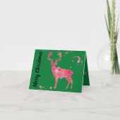 Waterverf Deer, roze oranje groene kerst Kaart (Voorkant)