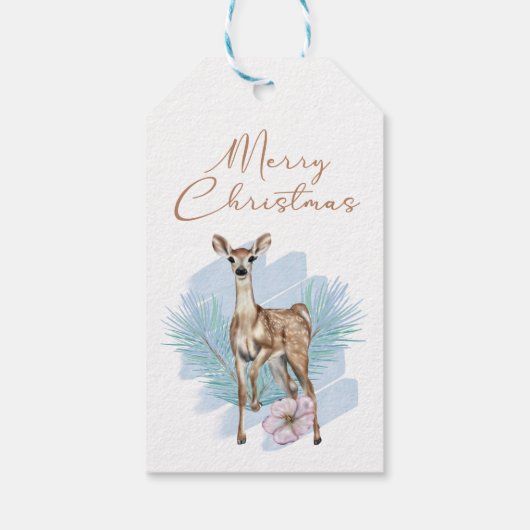 Waterverf Deer verliest vrolijk kerstcadeau Label Cadeaulabel (Achterkant)