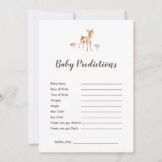 Waterverf Deer White Baby shower Predicted Game (Voorkant)