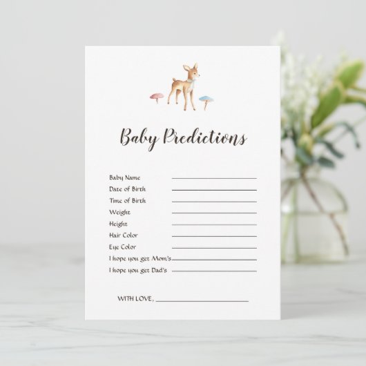 Waterverf Deer White Baby shower Predicted Game (Staand voorkant)