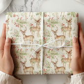 Waterverf Deer Winter Greenery Cadeaupapier
