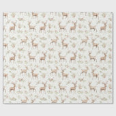 Waterverf Deer Winter Greenery Cadeaupapier (Vlak)