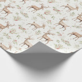 Waterverf Deer Winter Greenery Cadeaupapier (Hoek)